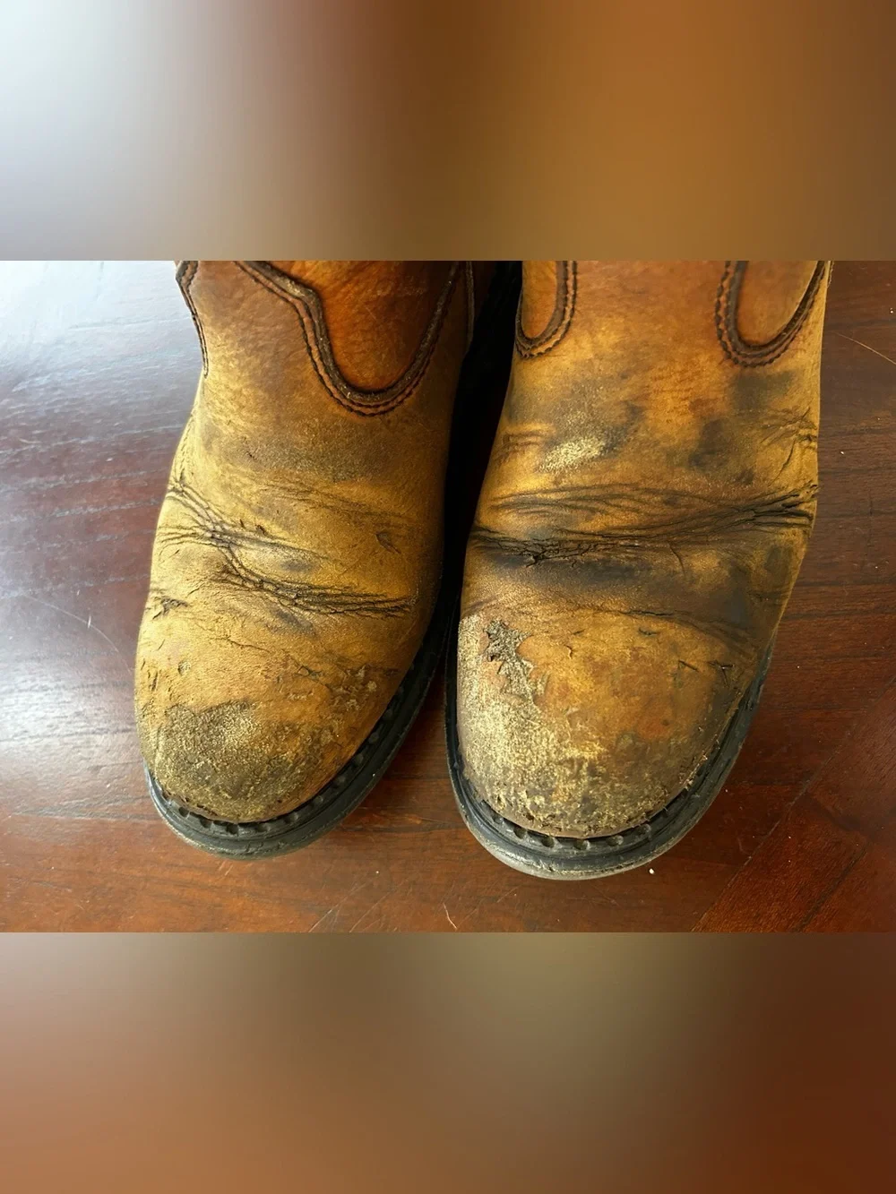 Vintage Red Wing Pecos Pull-On Work Boots Made in USA Distressed Leather size 9D